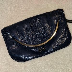 HOBO Navy Pleather Clutch with Dark Silver Accent